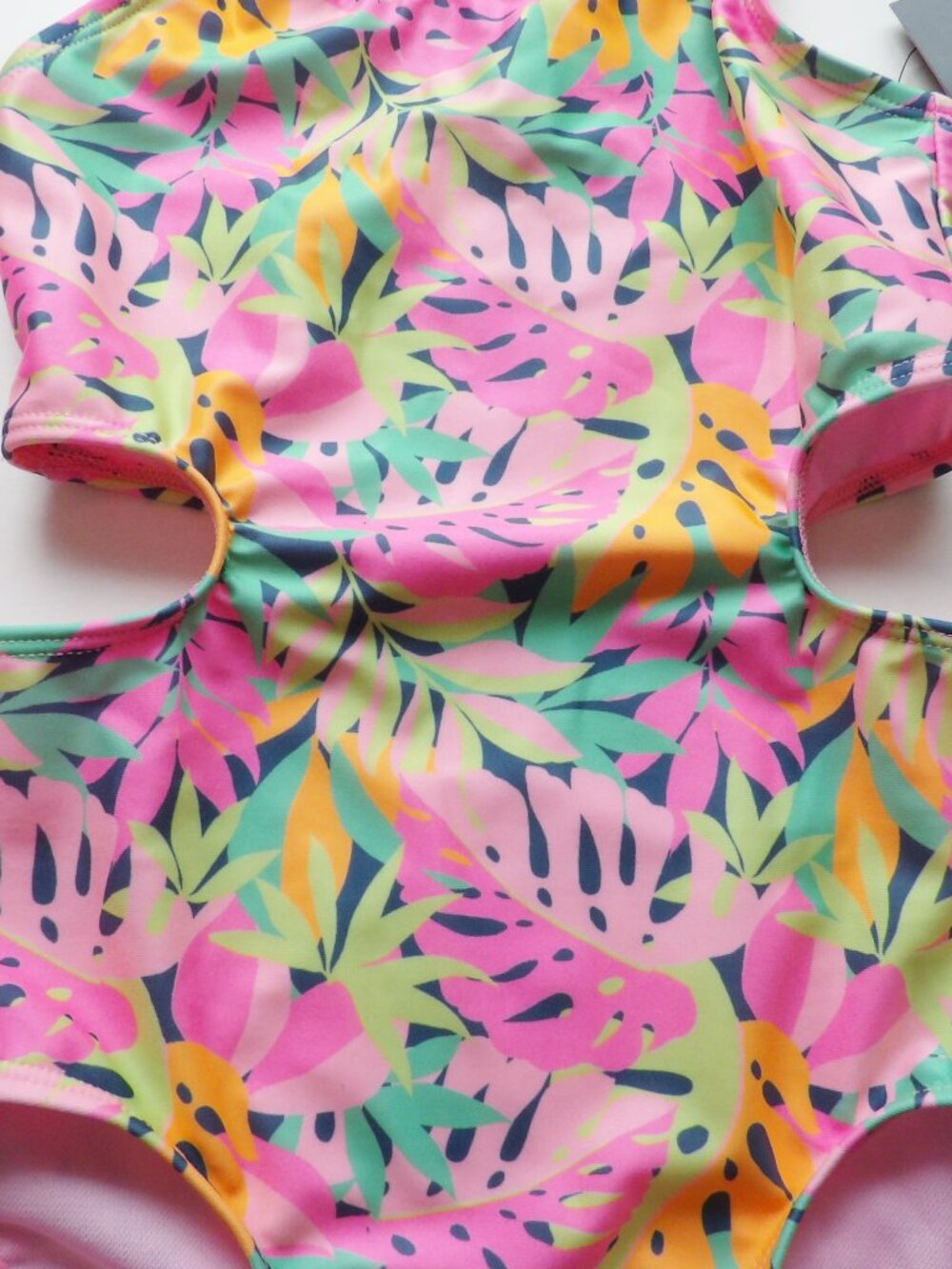 Art Class Girls Tropical Side Cut Out One Piece Swimsuit Sz Medium 8 NWT - Picture 3 of 5
